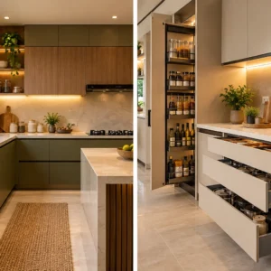 Warm Modern Kitchen Storage Showcase 